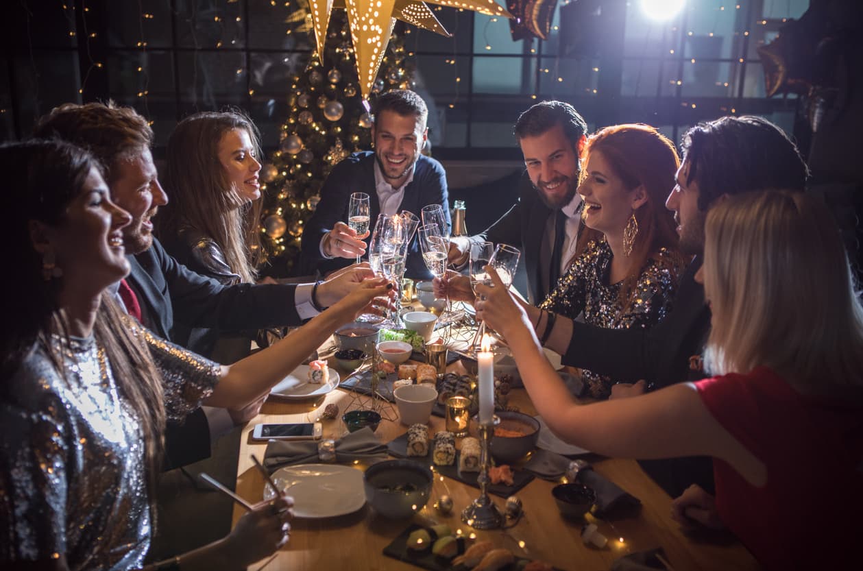 A festive table laid for a Christmas party at Cooking It in Bristol
