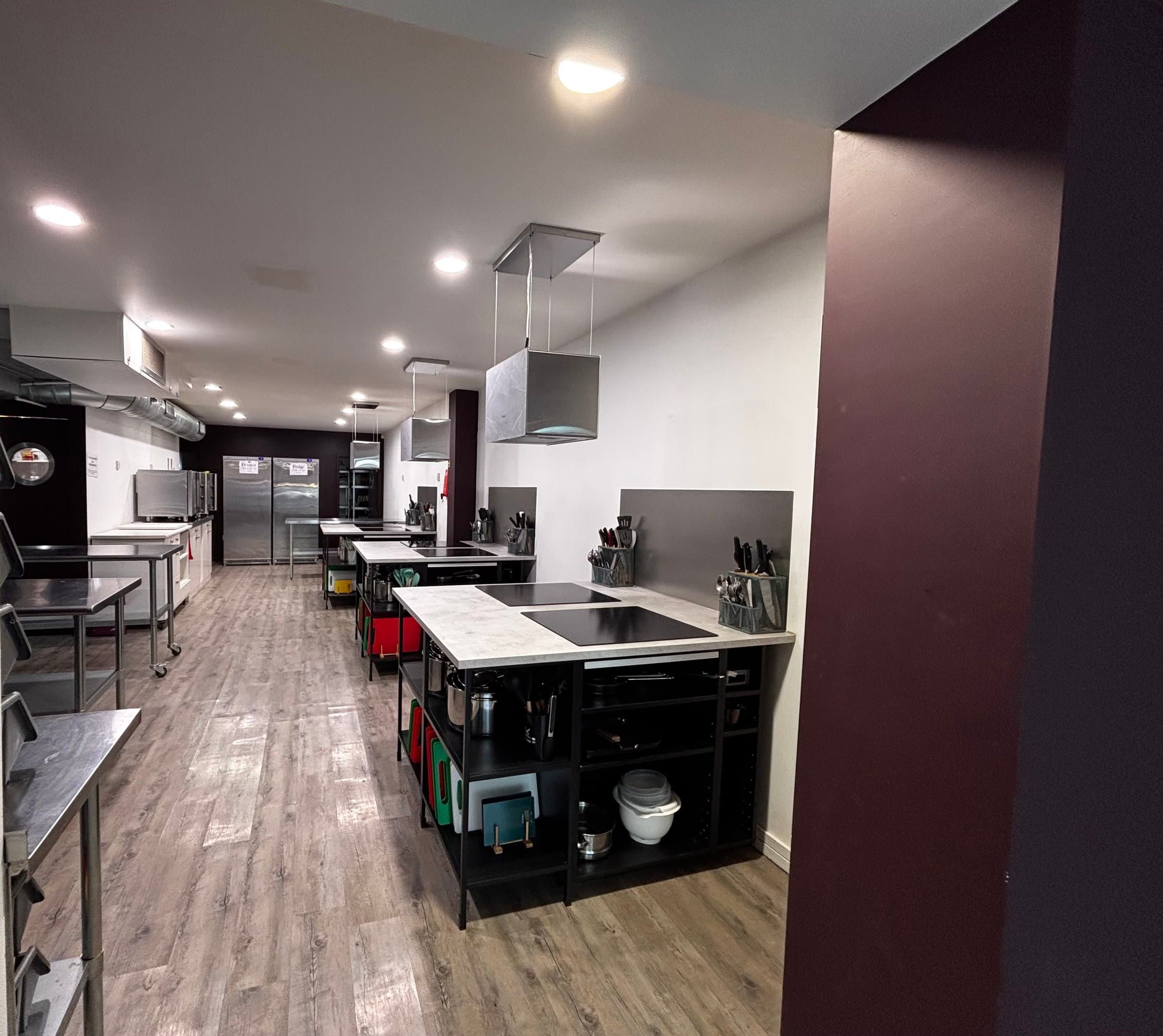 The commercial kitchen at Cooking It in Bristol