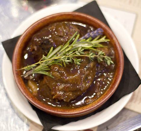 Iberian pork cheeks with Pedro Ximenez wine. (Thermomix)
