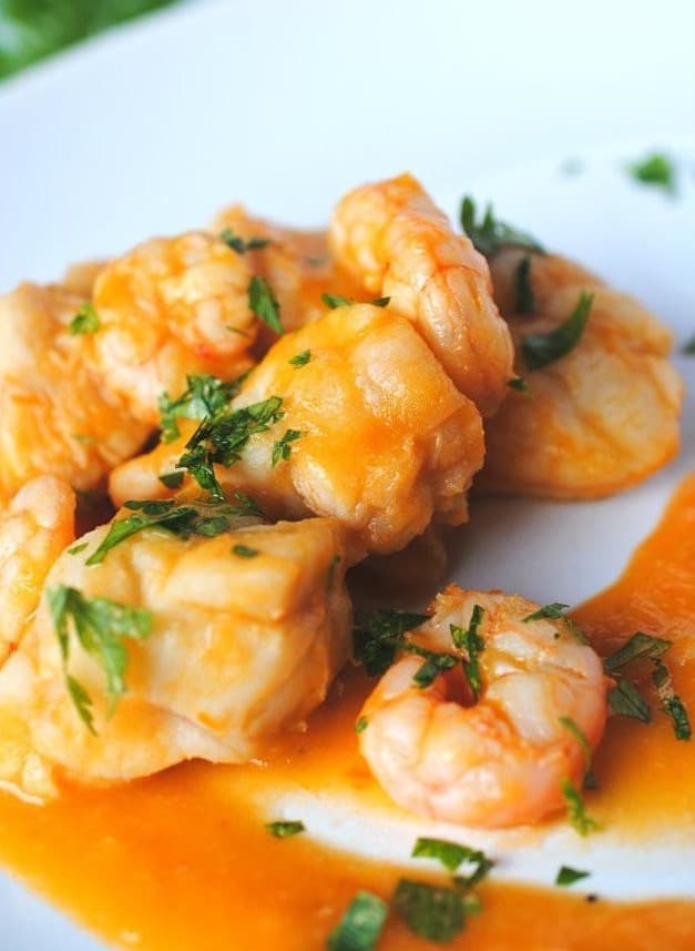 Monkfish with Prawns in spicy sauce Thermomix