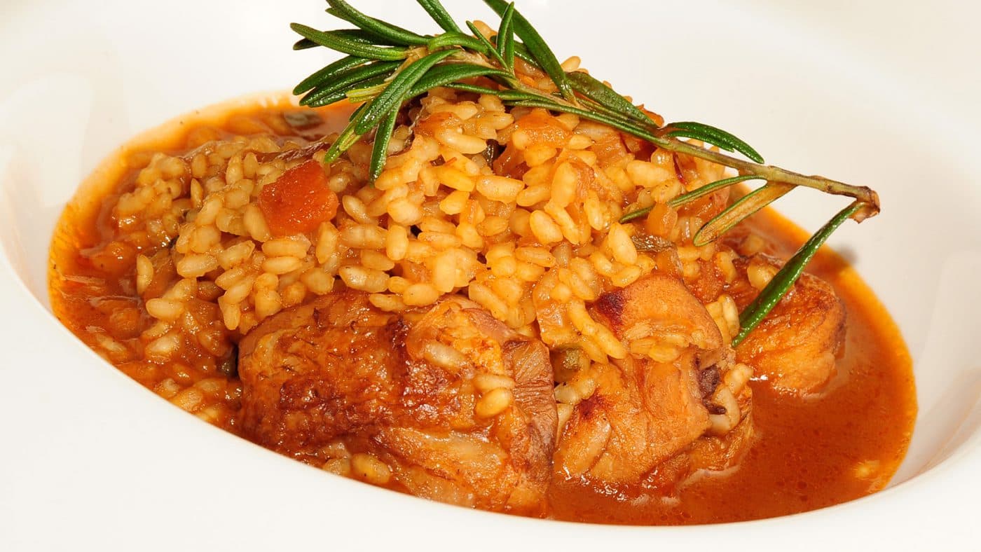 "Caldoso" rice with chicken and vegetables for thermomix