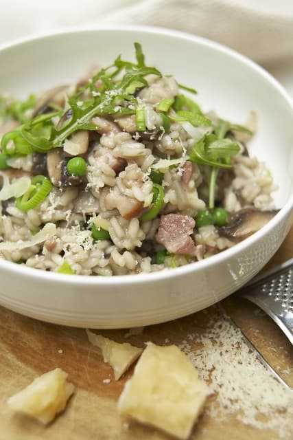 Courgette, Pea and Bacon Risotto