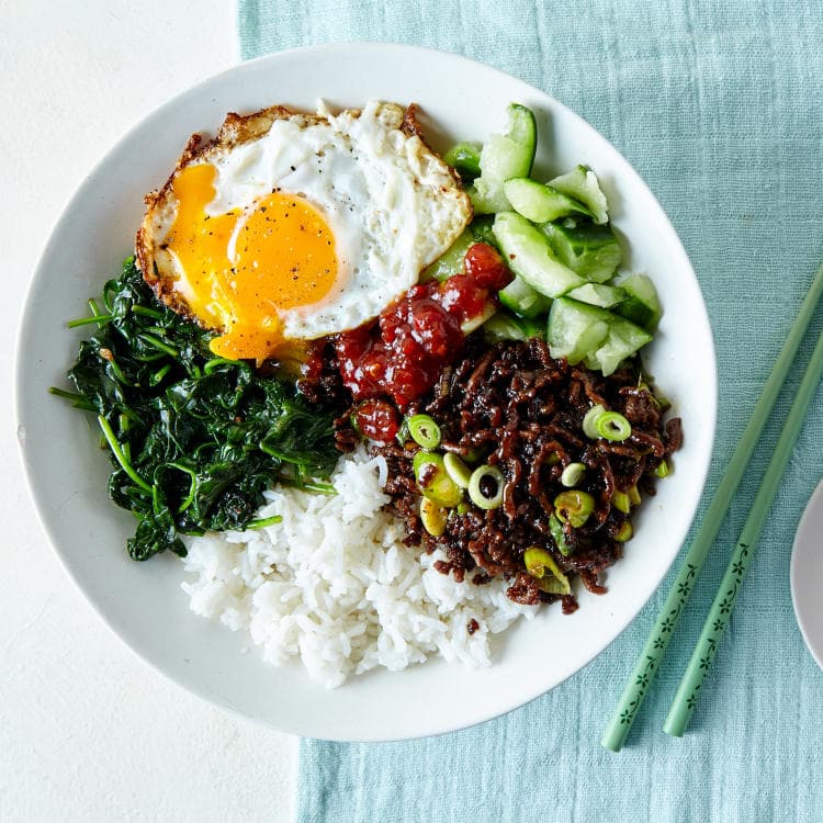 Korean Beef and Cucumber Bimbibap