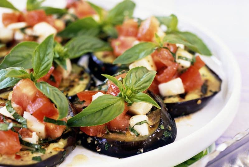 Spanish Grilled Aubergine with tomato vinaigrette